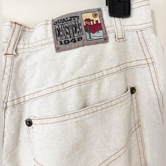 Vintage Linen Neutral Relaxed Lightweight Cotton High Rise Straight Leg Pants - Picture 1 of 7